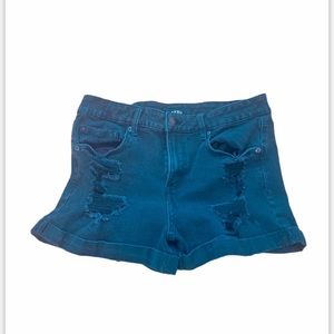 Black ripped jean shorts